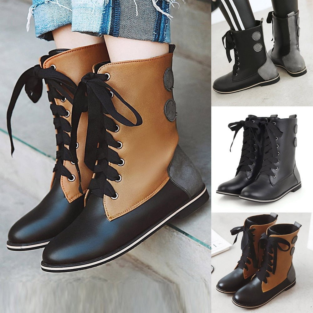 Color-Block Low Ankle Boots for Women (Fall/Winter)