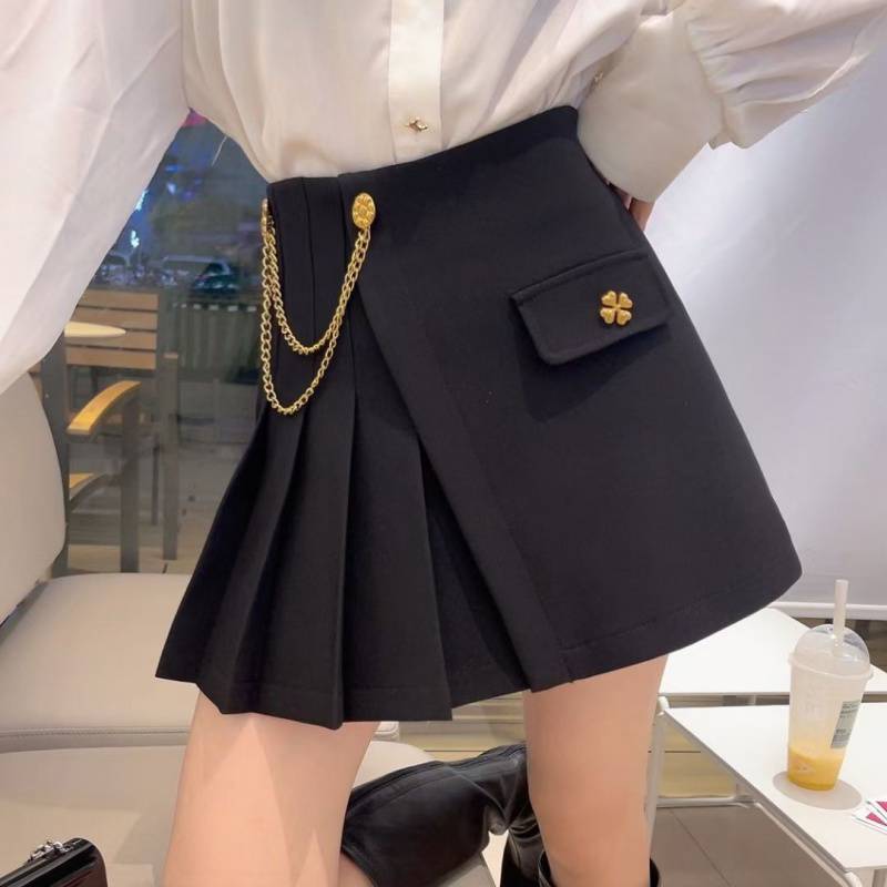 Thickened High Waist Pleated Skirt for Winter Ladies