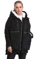 FADSHOW Womens Winter Thickened Down Jackets Long Down Coats Warm Parka with HoodBlackXS