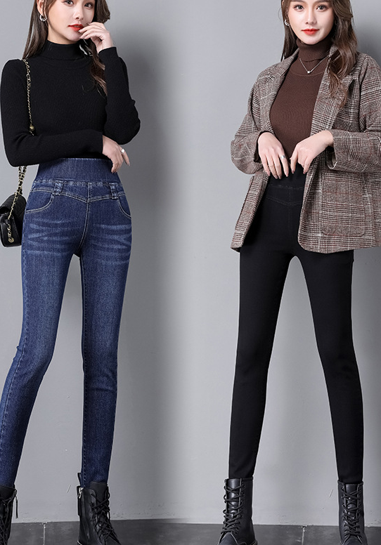 Women's Fall Winter Thickened Fleece Lined Jeans