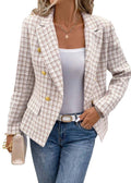 Women's Plaid Tweed Blazer Jacket