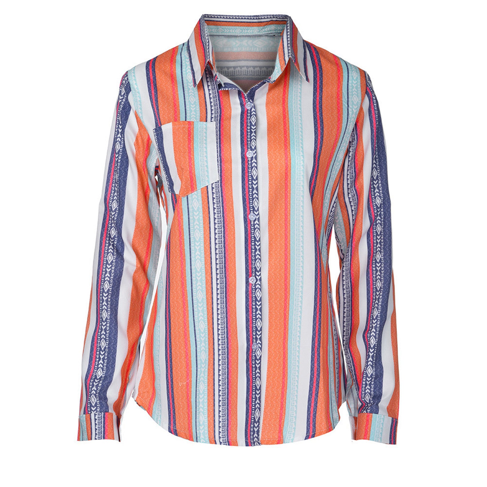 "Fashionable Plus Size Striped Shirt for Fall/Winter"