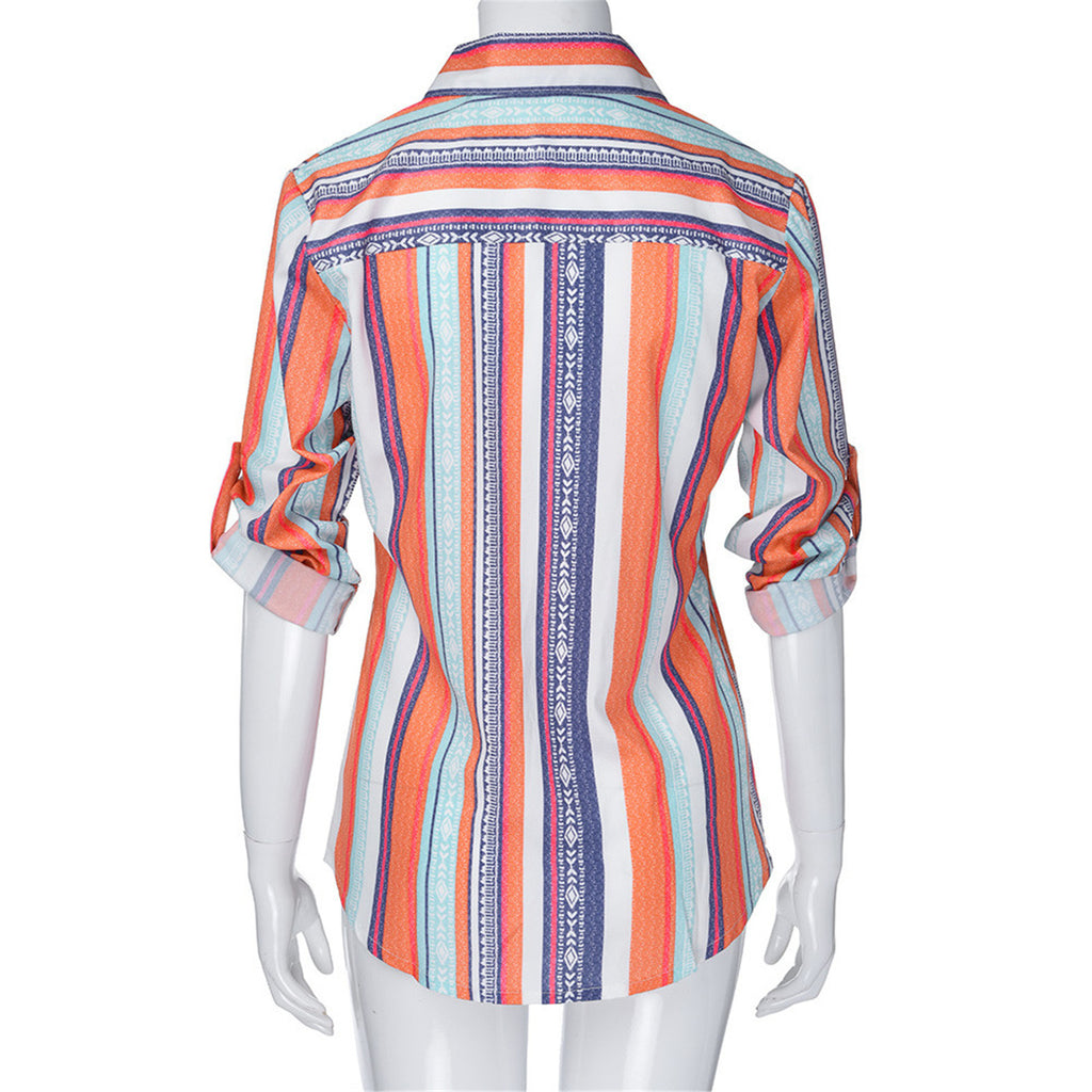 "Fashionable Plus Size Striped Shirt for Fall/Winter"