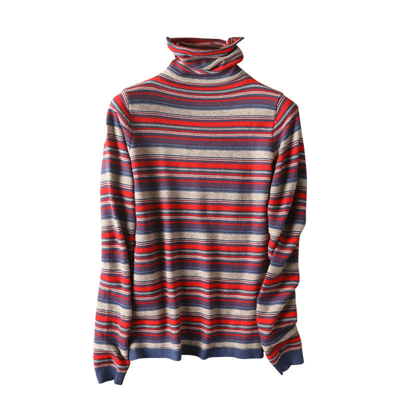 Women's Striped Turtleneck Sweater