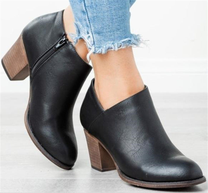 New Fall Winter Women's Short Heeled Ankle Boots