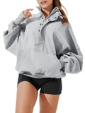 Women's Quarter-Zip Stand Collar Pullover Hoodie