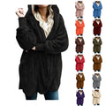 Coats for Women Faux Shearling Shaggy Coats Open Front Cardigan Warm Cardigan 2024 Winter Trendy Outwear with Pocket