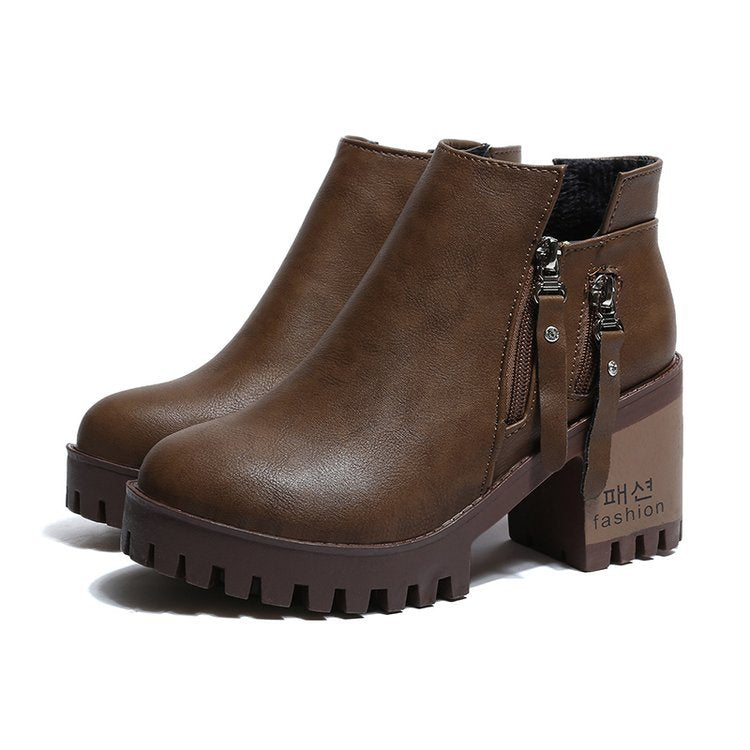 2020 Fall Winter Women's Chunky Heel Ankle Boots