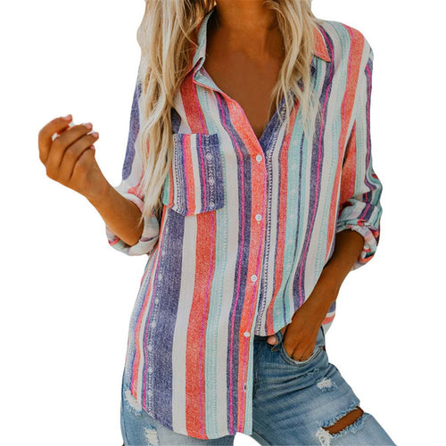 "Fashionable Plus Size Striped Shirt for Fall/Winter"