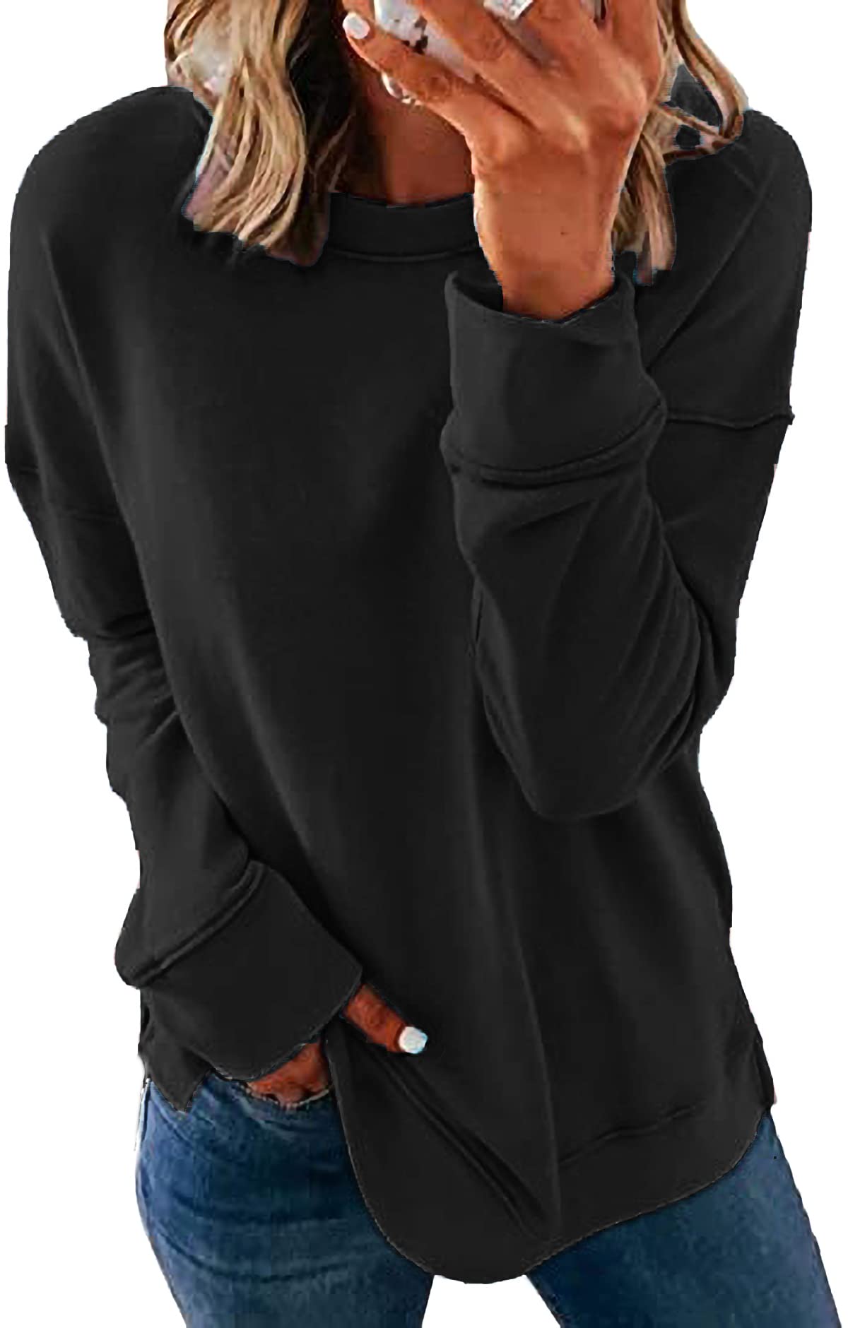 Solid Color Lightweight Crewneck Sweatshirt