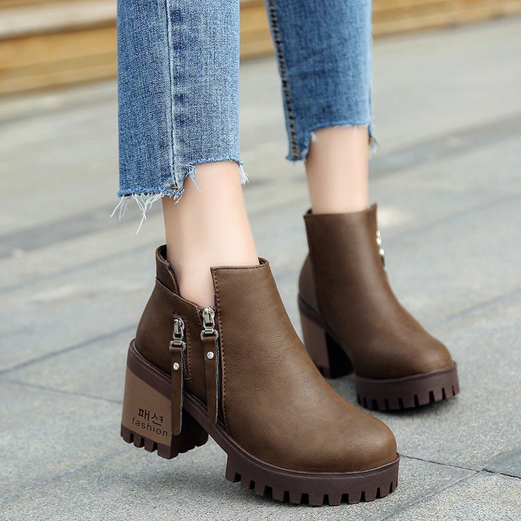 2020 Fall Winter Women's Chunky Heel Ankle Boots