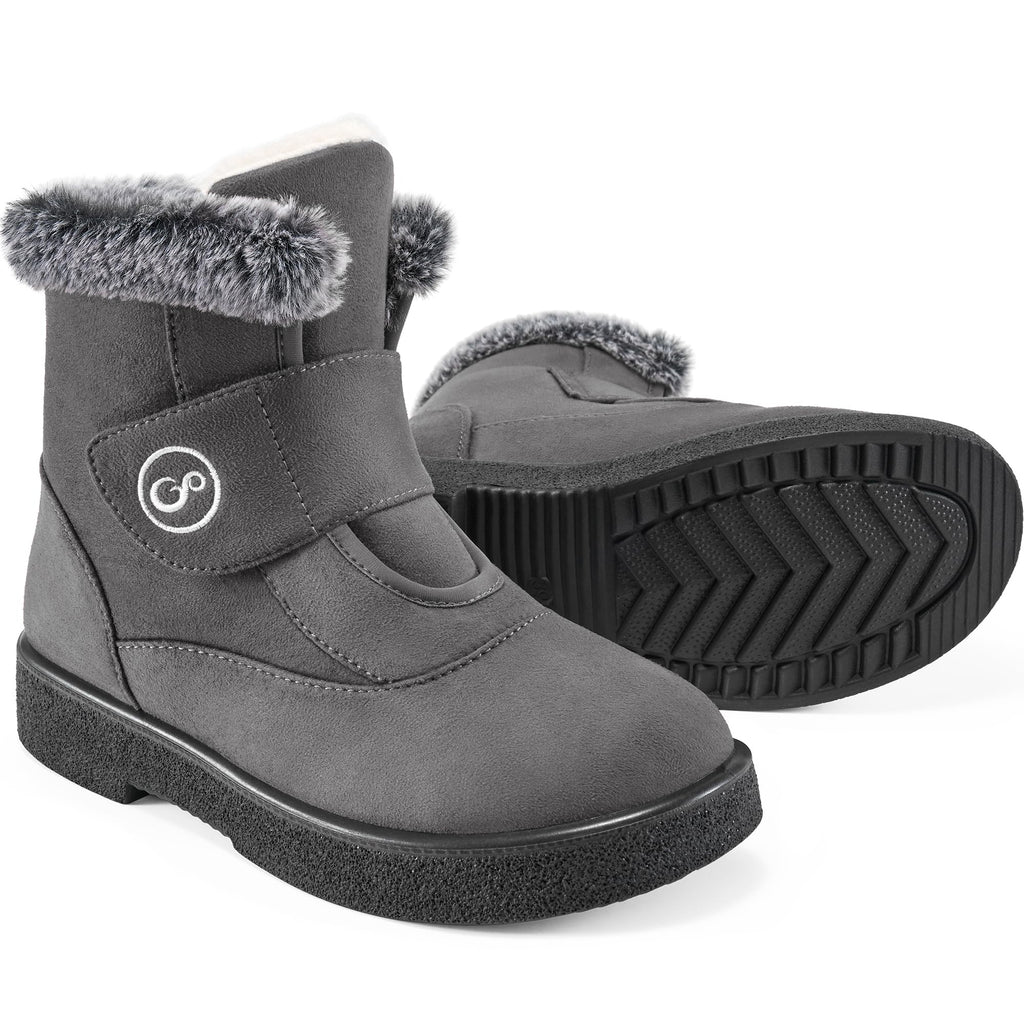 Reimferce Winter Ankle Snow Boots for Women: Grey 8.5 Warm Comfortable Fur Lined Womens Boots Anti Slip Walking Outdoor Ladies Boot