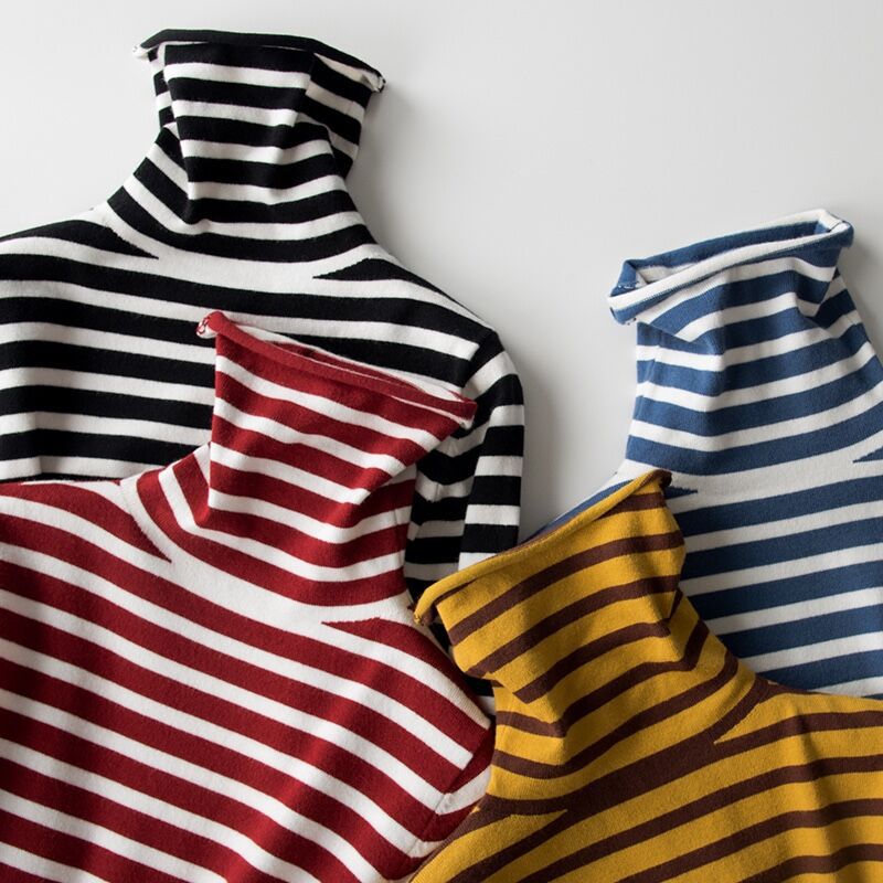 Women's Striped Turtleneck Knit Sweater (Fall/Winter)