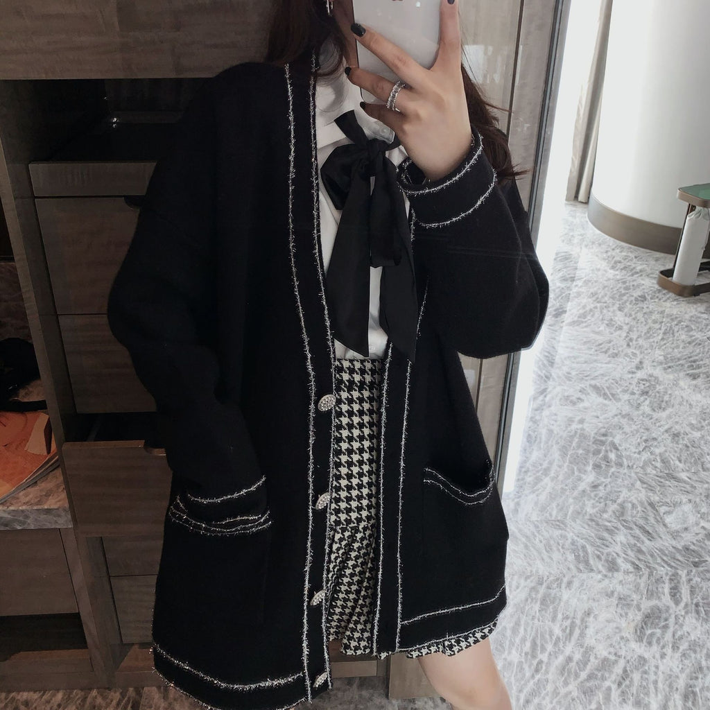 Knit Cardigan in College Style