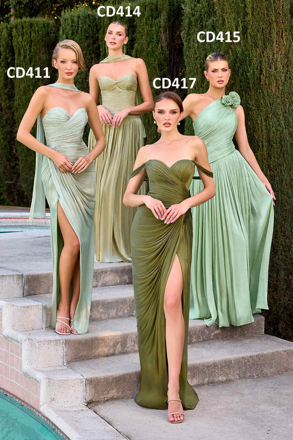 CLEARANCE - Ladivine CD415 One Shoulder Pleated Chiffon Mulberry Gown (Size 8)