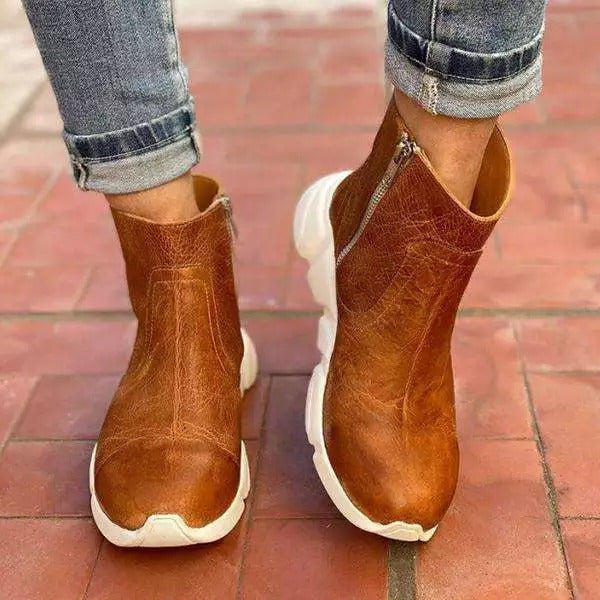 Brown Suede High-Top Women's Martin Boots for Fall/Winter