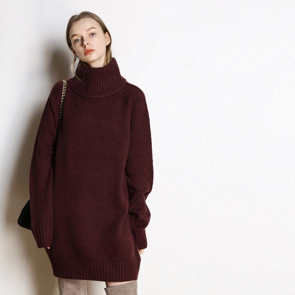 Women's Turtleneck Cashmere Sweater Dress
