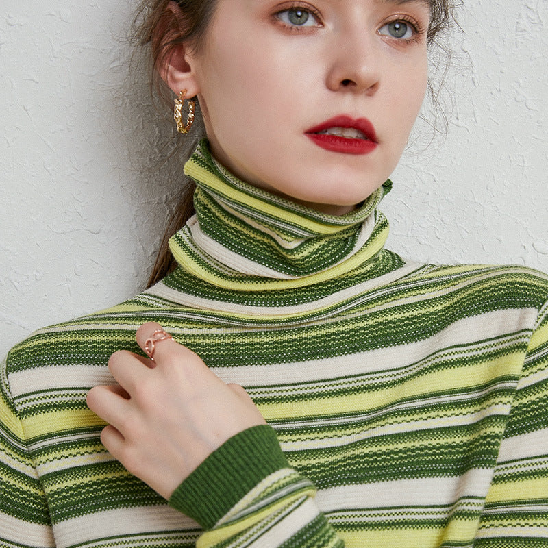 Women's Striped Turtleneck Sweater