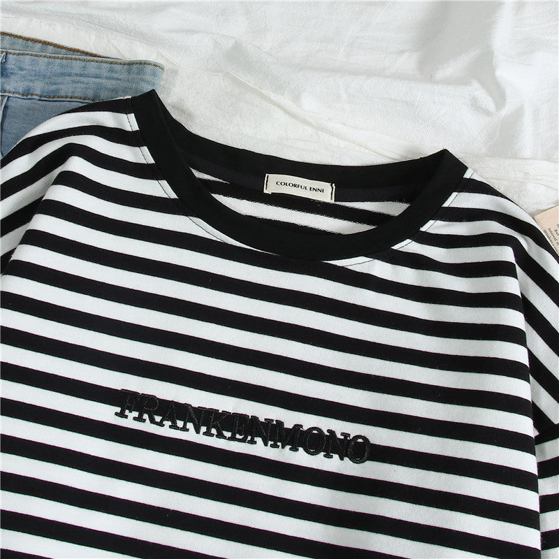 Fall Winter Long Sleeve Striped Layered Top