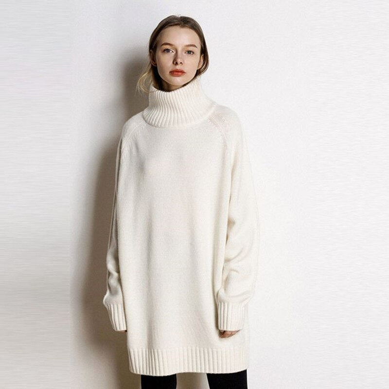 Women's Turtleneck Cashmere Sweater Dress