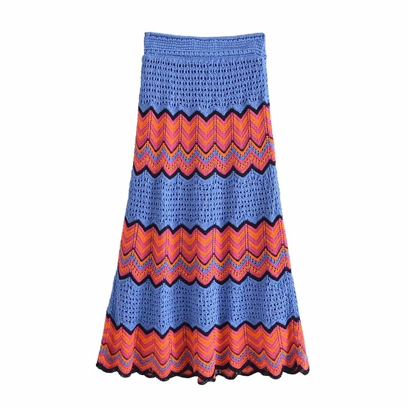 Winter Ladies Crochet Knitted Stitching Skirt