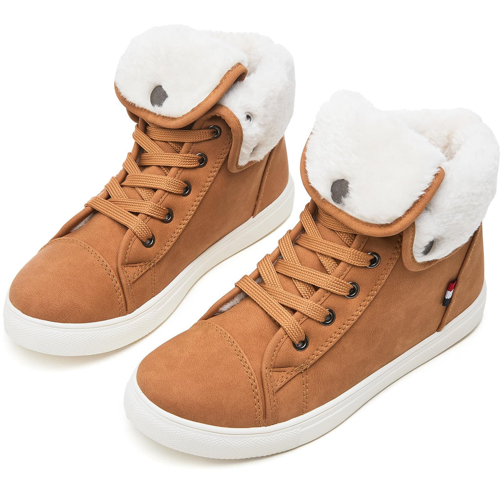 Shupua Ankle Boots For Women Lace Up Combat Boots Winter Boots Fashion Snow Boots For Girls Ankle Booties Winter Shoes(Brown.us9)
