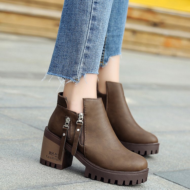 2020 Fall Winter Women's Chunky Heel Ankle Boots