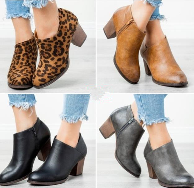 New Fall Winter Women's Short Heeled Ankle Boots