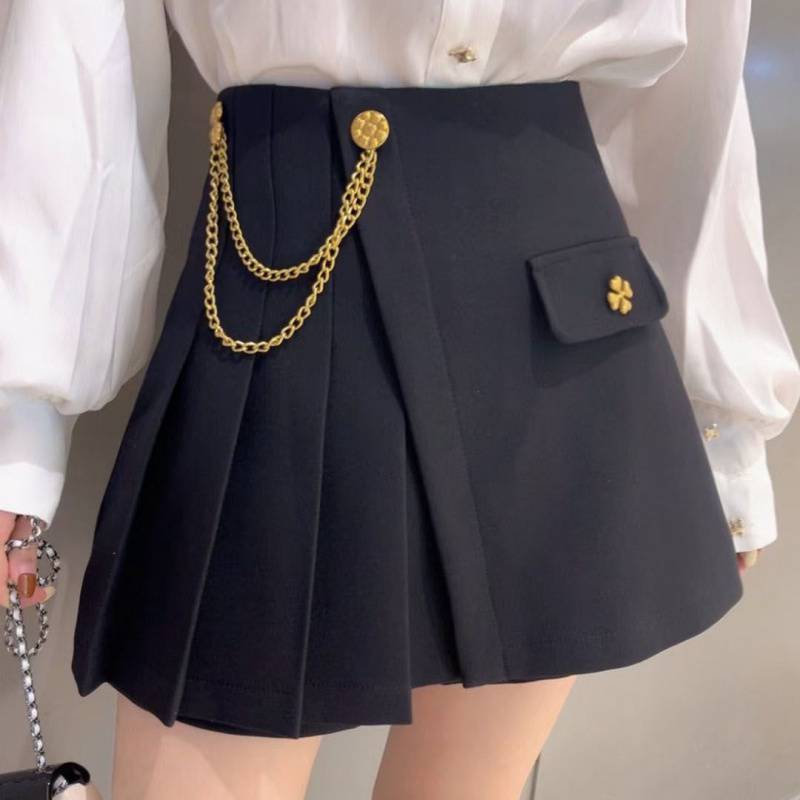 Thickened High Waist Pleated Skirt for Winter Ladies
