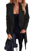 GRASWE Ladies Winter Warm Oversized Solid Trench Coats Casual Lapel Long Pea Coats with Belt Blk L