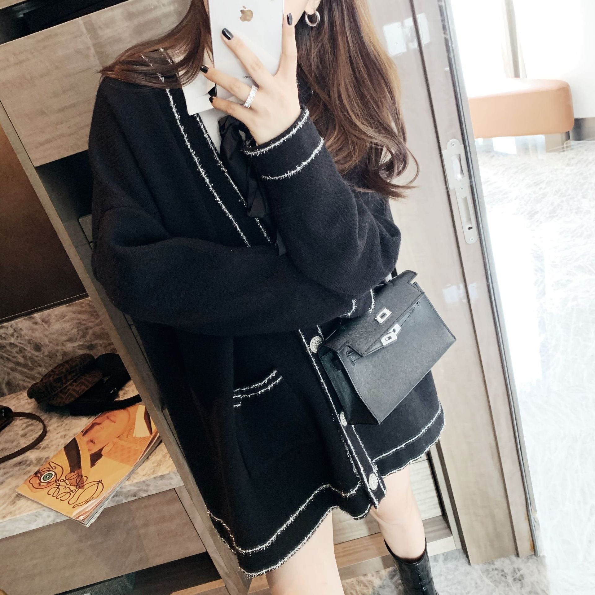Knit Cardigan in College Style