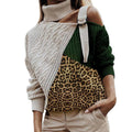 Women's Fall Winter Leopard Print Knit Sweater