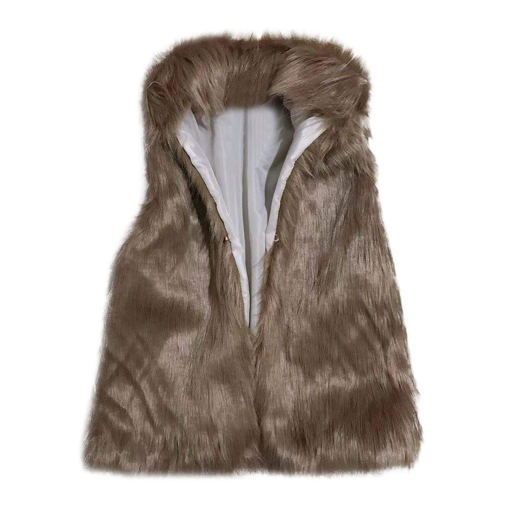 Faux Fur Vest for Women 2024 Winter Casual Loose Sleeveless Jackets Womens Trendy Dressy Warm Coats Ladies Plus Size Lightweight Vest Fuzzy Fleece Lapel Collar Windproof Outerwear(Medium B-Coffee)
